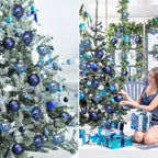 Zomiboo 12 Pcs Navy Blue Glass Christmas Ball Ornaments Set 3.15" - Image 3
