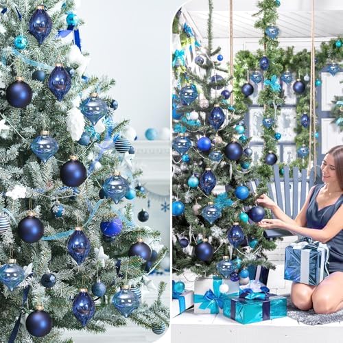 Zomiboo 12 Pcs Navy Blue Glass Christmas Ball Ornaments Set 3.15" - Image 3