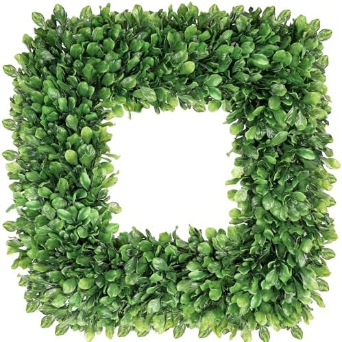 24 Inch Large Boxwood Wreath, Spring Summer Artificial Green Wreaths for Front Door Farmhous Wedding Window Hanging Wall All Year Round Indoor & Outdoor St Patrick's Day Decor by petalyn