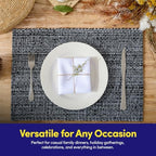 Sweet Home Collection 100% Cotton Placemats for Dining Room Rectangle Two Tone Woven Fabric Soft Durable Table Mat Set, Set of 6, Black, Rectangle 13" x 19" (Pack of 12) - Image 5