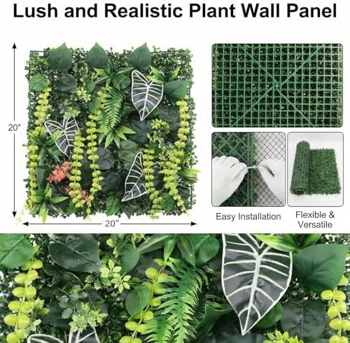 8 Pack 20"x20"Grass Wall Panels-Artificial Boxwood Panels for Greenery Wall Backdrop,UV-Protected Greenery Wall Backdrop Faux Greenery for Indoor Outdoor Decor,Garden Fence,Wedding,Privacy Screen - Image 2