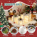 Set of 3 Valentines Day Lighted Gift Boxes,Outdoor Indoor Holiday Decorations,Plug-in 65 LED Light Up Present Boxes for Indoor Outdoor Home Yard Lawn Holiday Wedding Birthday Party Decor - Image 2