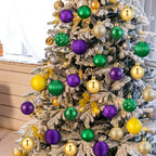 Lunmon 72 Pcs Mardi Gras Christmas Ornaments Green Gold Purple Baubles - Image 4
