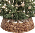 ELYKEN 42 Inch Woven Rattan Christmas Tree Collar, Stylish Seagrass & Water Hyacinth Xmas Tree Skirt for Artificial Trees, Wicker Tree Base Cover with Cord Cut-Out Farmhouse Tree Ring for Home Decor by ELYKEN