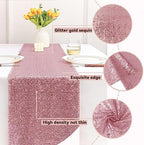 Sugargirl 10 Packs 12 x 72 inches Sequin Table Runner, Glitter Rose Pink Table Runner for Birthday Party Supplies Wedding Holiday Celebration Event Decorations - Image 3
