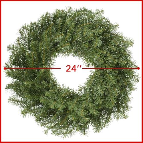 Casafield 24" Fir Artificial Christmas Wreath Holiday Décor, 200 PVC Tips for Front Door, Window, or Mantel - Image 3