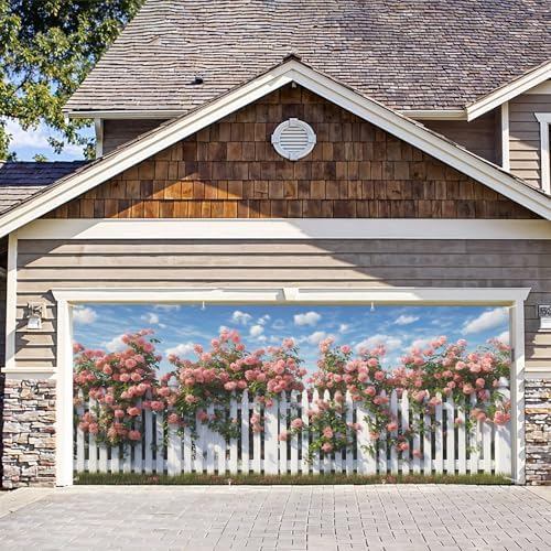 6 * 13FT Summer Rose Garage Door Cover Decorations Rose Garage Door Banner for Outdoor Indoor Summer Party Photography Backdrop by ANNAQUEEN