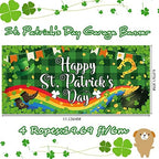 Happy St. Patrick's Day Garage Door Banner, 13.12 Feet Large St. Patrick's Day Door Cover Car Murals Shamrock Garage Hanging Decorations for Irish Festivals Outdoor Decor - Image 2
