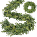Extra Thick&Lush - 6Ft by 12 Inch Artificial Garland Norfolk Pine Garland, Real Touch Cedar Garland, Realistic Soft 120 Branch Tips Pine&Cedar Faux Greenery Cypress Garlands for Mantle Outdoor Indoor by TURNMEON
