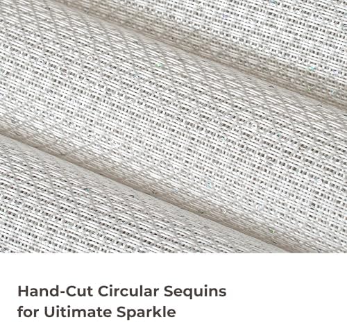 Leetaltree Woven Vinyl Placemats Set of 24, White Sequin - Image 6