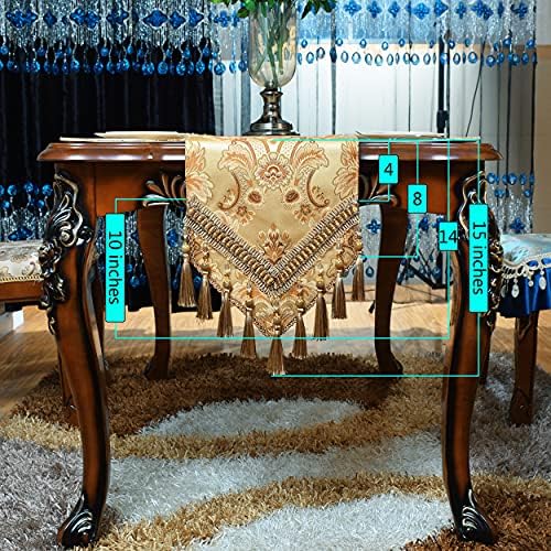 Luxury Velvet Gold Table Runner 95 Inches Long with Vintage Damask Jacquard Design for Dining Room,Living Room,Home Decor,Elegant Beaded Tapestry,Lining (Gold, 13×95 inch) - Image 5