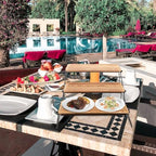 Wooden Tiered Serving Tray Set with Rack, Easy Assembly - Image 6
