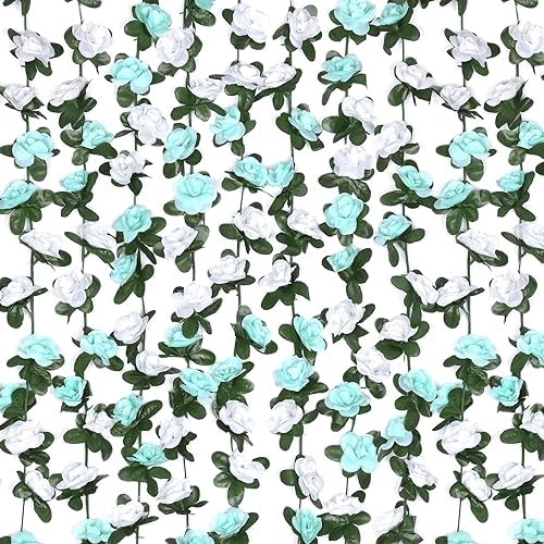 BLEUM CADE 12Pcs 16.4Ft Fake Flower Garland Artificial Rose Vines by BLEUMCADE