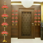 Divyakosh Door Hangings for Home | 4 Red Lotus with Bell Latkans, Size - 24 Inch Each | Temple & Pooja Decoration Items - Image 6