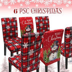 Christmas Chair Covers Set of 6, Xmas Snowman Dining Chair Covers for Party Kitchen Removable Seat Cover for Chairs Christmas Decorations Indoor - Image 7