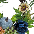 National Tree Company 22-Inch Harvest Wreath with Flowers, Pumpkins, and Greenery - Fall Door Decoration for Autumn and Thanksgiving - Image 3