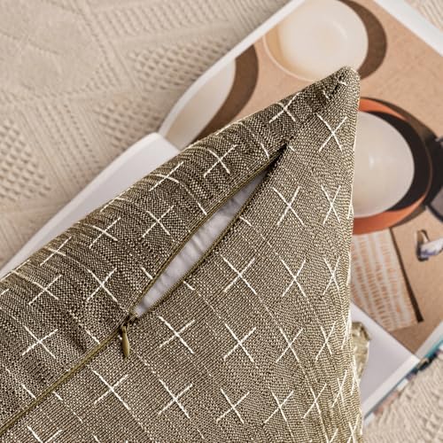 MIULEE Pack of 2 Decorative Burlap Linen Spring Throw Pillow Covers Farmhouse Pillowcases Modern Rustic Woven Textured Cushion Cover for Sofa Couch Bed 18x18 Inch Taupe - Image 6