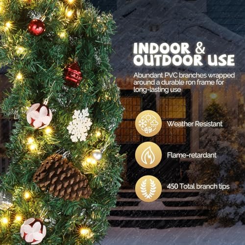 VINGLI 60" Large Pre Lit Outdoor Christmas Wreath with 220 LED Lights - Image 3