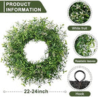 24 Inch Summer Wreaths for Front Door Wreath Spring Outdoor Green Door Wreath for All Seasons Porch Wall Indoor Outdoor Living Room Bedroom Window Farmhouse Home Decoration - Image 2