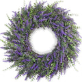 26'' Large Artificial Eucalyptus and Lavender Wreath for Front Door(Purple) by FOTEEWL