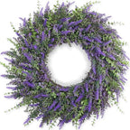 26'' Large Artificial Eucalyptus and Lavender Wreath for Front Door(Purple) by FOTEEWL
