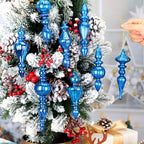 Mifoci 8 Pcs 6 Inch Mercury Glass Finial Christmas Ornaments,Blue - Image 5