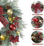 Sggvecsy 20 Inch Artificial Christmas Wreath for Front Door with Pine Needles Red Berries Pine Cones Buffalo Plaid Bow Christmas Ball Decorations for Winter Wall Outdoor Home Holiday Xmas Decor - Image 7