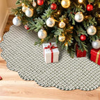 MiniInflat Quilted Christmas Tree Skirt - Vintage Floral Block Print Christmas Tree Skirt with Scalloped Edge Thicken Cotton for Home Decorations Holiday Party Gift(60 Inch,Plaid Floral,Green) - Image 4
