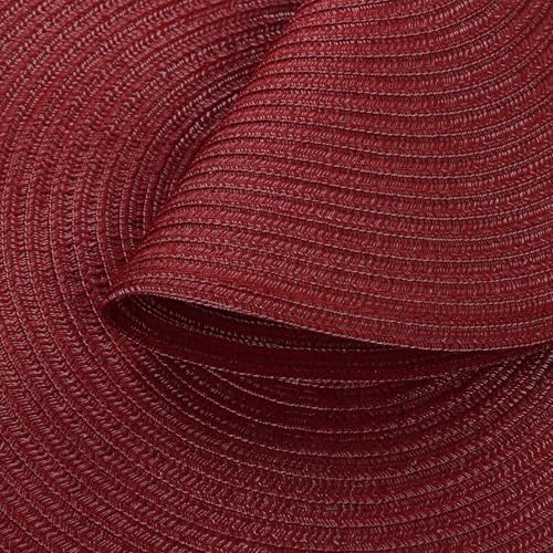 SHACOS Round Placemats Set of 12 for Dining Table 15 inch Round Braided Place Mats Cotton Polyester Washable Non Slip Kitchen Table Mats, Burgundy - Image 3