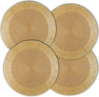 Lightnpro Handmade Beaded Placemats Set of 4 – 13 Inch Round Champagne Charger Mats | Handcrafted Artisan Table Accessories, Elegant Decorative Dining Table Décor for Weddings, Holidays & Parties by Lightnpro