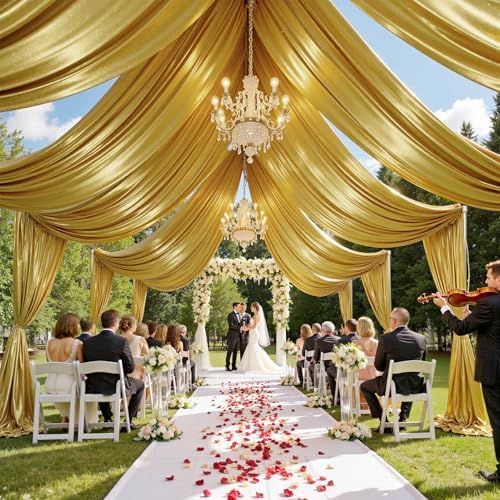 10 Panels 5ft(W) x 20ft(H) Gold Backdrop Curtain for Wedding Parties - Image 3