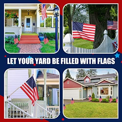 Newwiee 24 Pcs USA Handheld Flags on Stick 12 x 18 Inch American Flags with Safety Spear Top for 250th Anniversary Independence Memorial Day 4th of July Yard Garden Decoration (Usa Flag) - Image 5