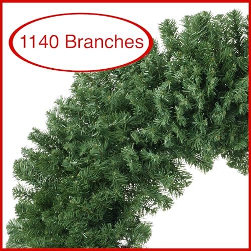 Casafield 60" Fir Artificial Christmas Wreath Holiday Décor, 1140 PVC Tips for Front Door, Window, or Mantel - Image 2