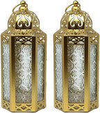 Vela Lanterns Decorative Indoor Moroccan Candle Holders, Gold, M, 2-Pack by VelaCandleLanterns