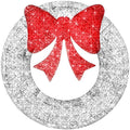 Best Choice Products 30in Pre-Lit Outdoor Christmas Wreath Decoration, LED Metal Holiday Decor for Home w/ 100 Lights, Bow - Silver/Red by BestChoiceProducts