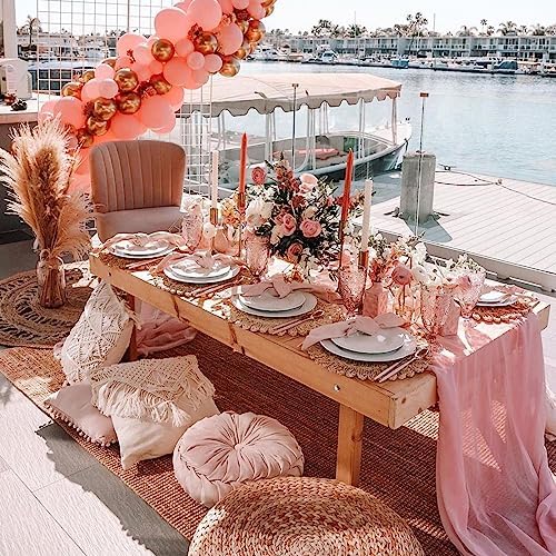 10 Pieces 10Ft Dusty Rose Chiffon Table Runner Rustic Boho Wedding Runners by QueenDream