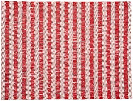 Restaurantware 16 x 12 Inch Dining Table Placemats Set Of 6 Rectangle Kitchen Table Mats - Striped Easy To Clean Red Plastic Striped Placemats Wipeable Durable - Image 2