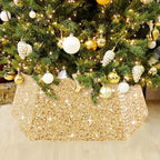 Gold Sequin Christmas Tree Ring Collar 25.59 Inch Velvet Tree Skirt Collapsible Tree Base Cover for Xmas Artificial Tree Home Ornaments by LJIE-House