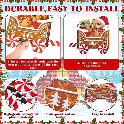 Wettarn 6 Pcs Christmas Train Yard Signs with LED Lights Stakes,Santa - Image 5
