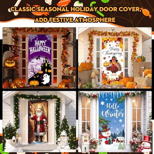 Preboun 12 Pcs Fall Decorations Door Cover for Front Door Seasonal Set - Image 3