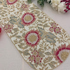 Handmade Table Runner, Beaded Table Runner, Spring Floral Bead Runner, 13x36 inch by Enliven