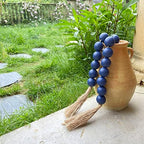 OMISHE 76" Long Extra Large Wood Bead Garland Navy Blue with 1.6" Diameter Wooden Beads and Tassels, Rustic Farmhouse Country Decorative Beads for Home Decor Tiered Tray Decor, Navy Blue - Image 6