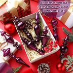 Mifoci 8 Pcs 6 Inch Mercury Glass Finial Christmas Ornaments,Dark Purple - Image 3