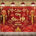 Happy Vietnamese New Year Backdrop 10x8FT 2026 Vietnamese Lunar New Year Photography Background 2026 TET Decorations Kids Family Photoshoot Studio Props by CINRAY