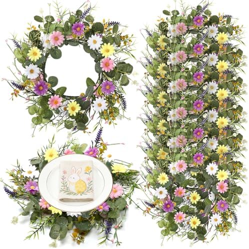 Summer Hawaii Placemat Set of 6 Artificial Flower Wreath Charger by Gandeer