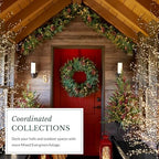 Balsam Hill Mixed Evergreen Window Christmas Wreath - 22" Traditional Greenery Wreath with Faux Candle & Battery-Operated LED Clear Lights for Indoor and Outdoor Holiday Decorating - Image 7