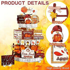 14 Pcs Halloween Tiered Tray Decor Set, Gnome Wood Table Signs (Classic) - Image 3