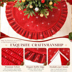 Red Tree Skirt Small Sequin Christmas 60 Inch Velvet Mini for Pencil Glitter Skirts Collar Sparkle Decorations - Image 2
