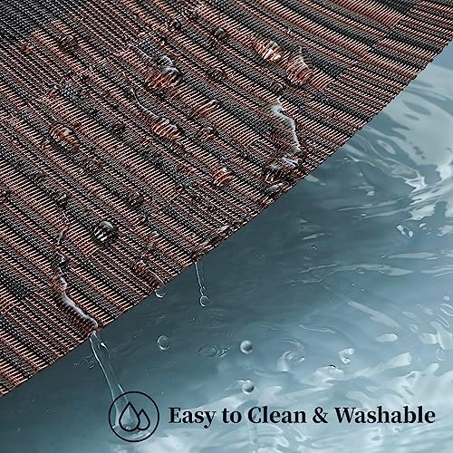 Leetaltree Brown with Black Striped Placemats Set of 12 - Heat Resistant Non-Slip Place mats for Dining Table, Washable Durable PVC Vinyl Woven Table Mats（Brown Stripe, 12） - Image 5