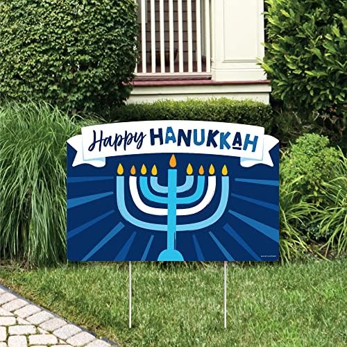 Big Dot of Happiness Hanukkah Menorah - Chanukah Holiday Party Yard Sign Lawn Decorations - Happy Hanukkah Party Yardy Sign by BigDotofHappiness